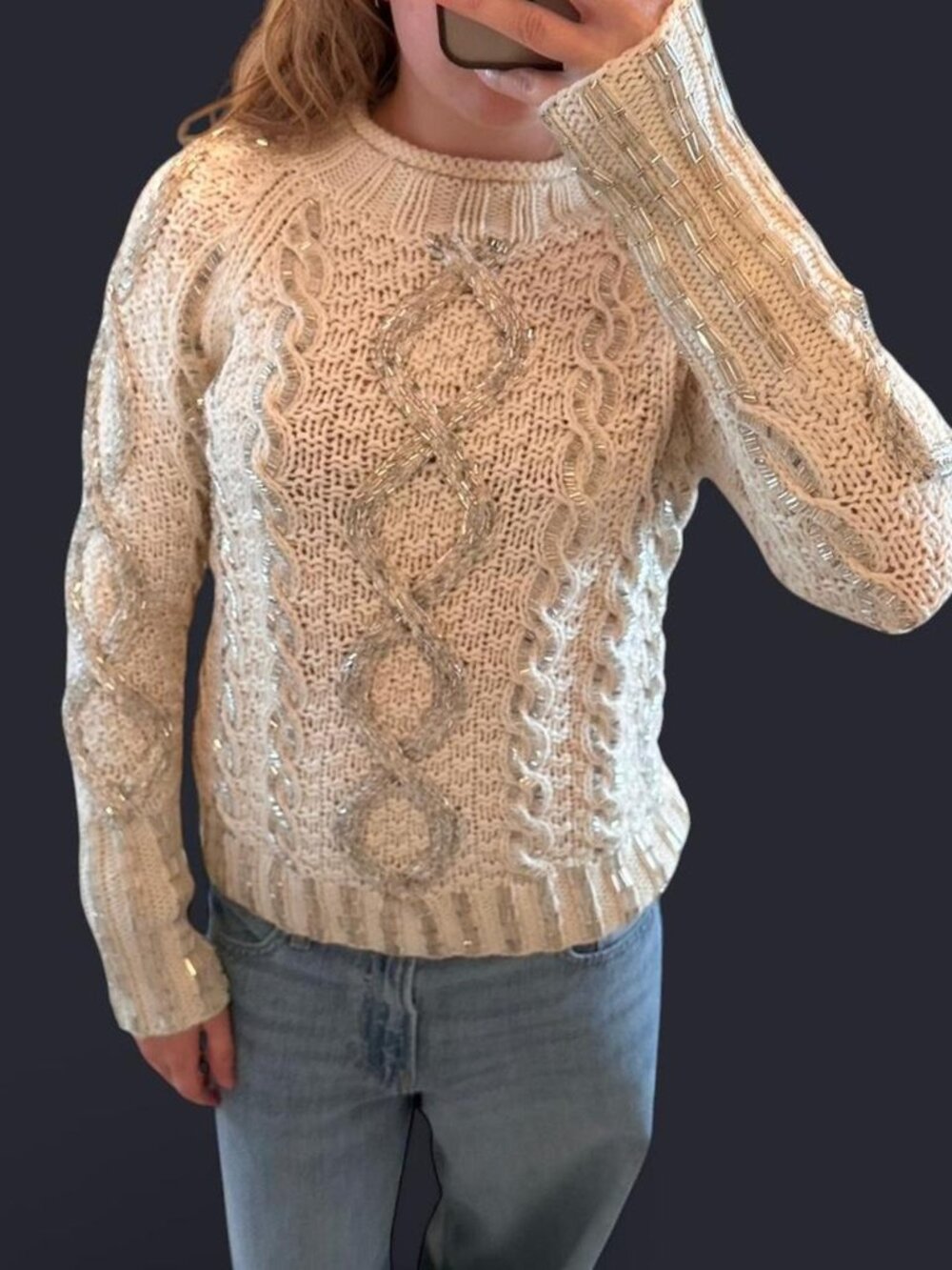J. Crew metal sequin embellished sweater top